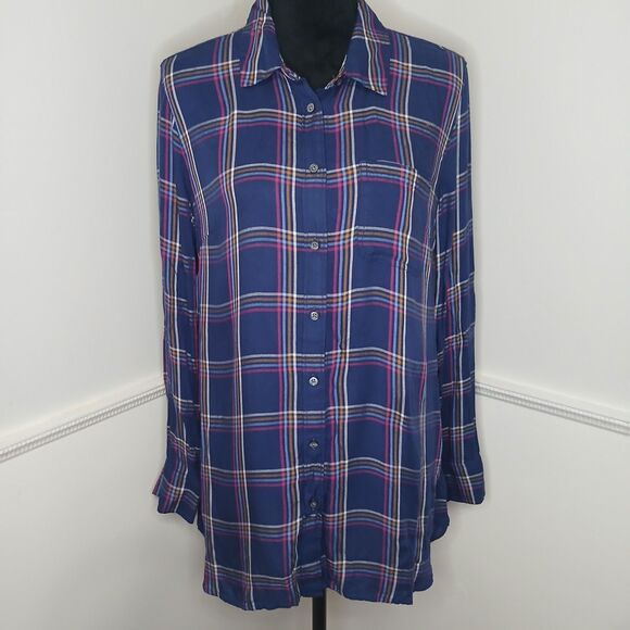 Talbots Women's Long Sleeve Plaid Button-Down Shirt Top Size L - Picture 1 of 6